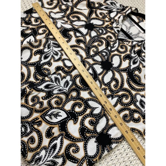 Susan Graver Pure Womens Linen Blend Floral Short Sleeve Button Up Top Sz Medium - Picture 6 of 12